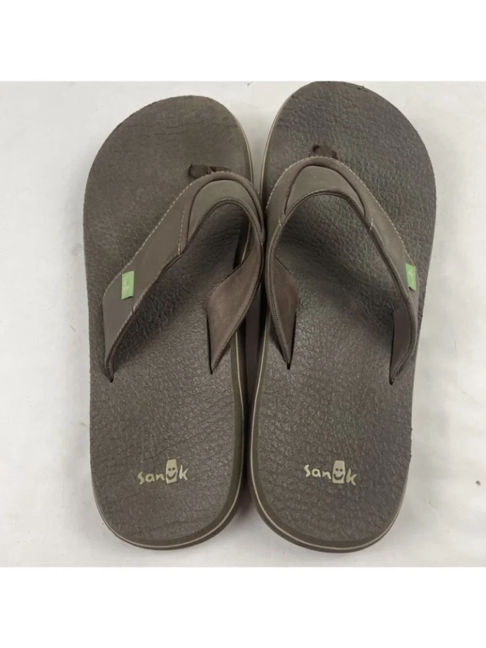 Sanuk Beer Cozy Men’s Flip Flop Sandals Brown Comfort Beach Size 12 US